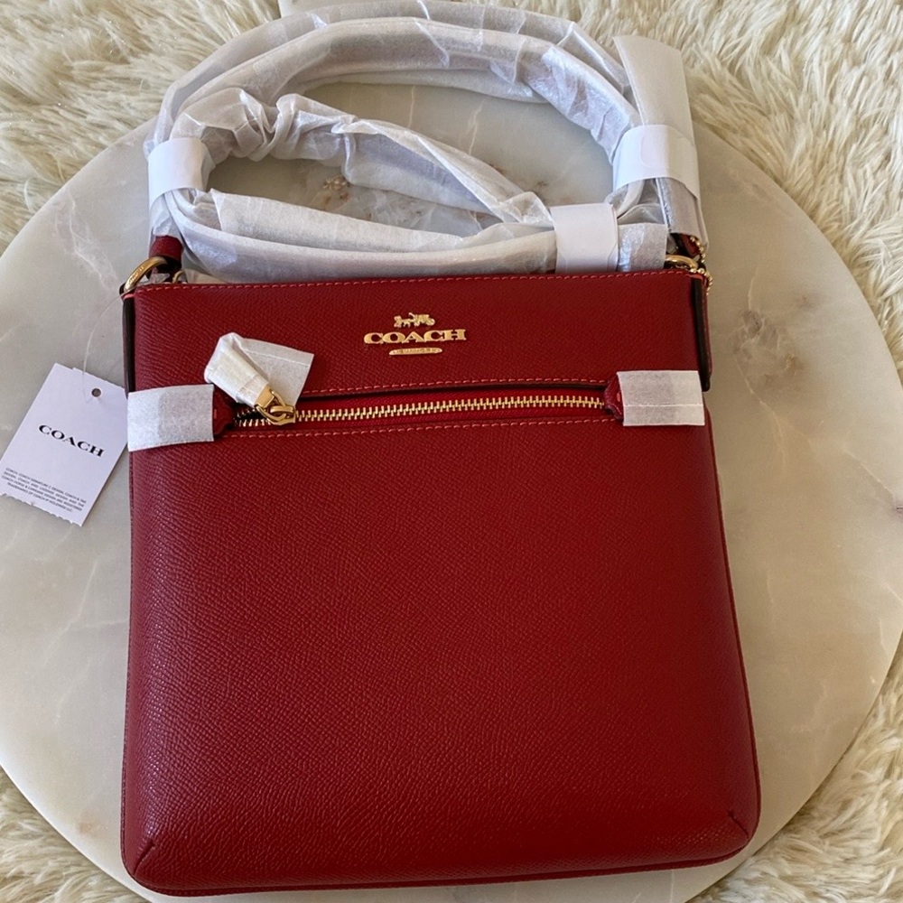 NWT Coach Red Crossbody Bag with Gold Accents - Picture 4 of 8